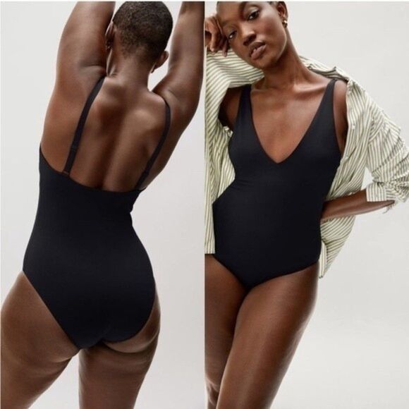 NWT Everlane The V-Neck Onepiece Swimsuit Black Small - Picture 3 of 12